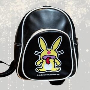 Happy Bunny Black Mini Backpack